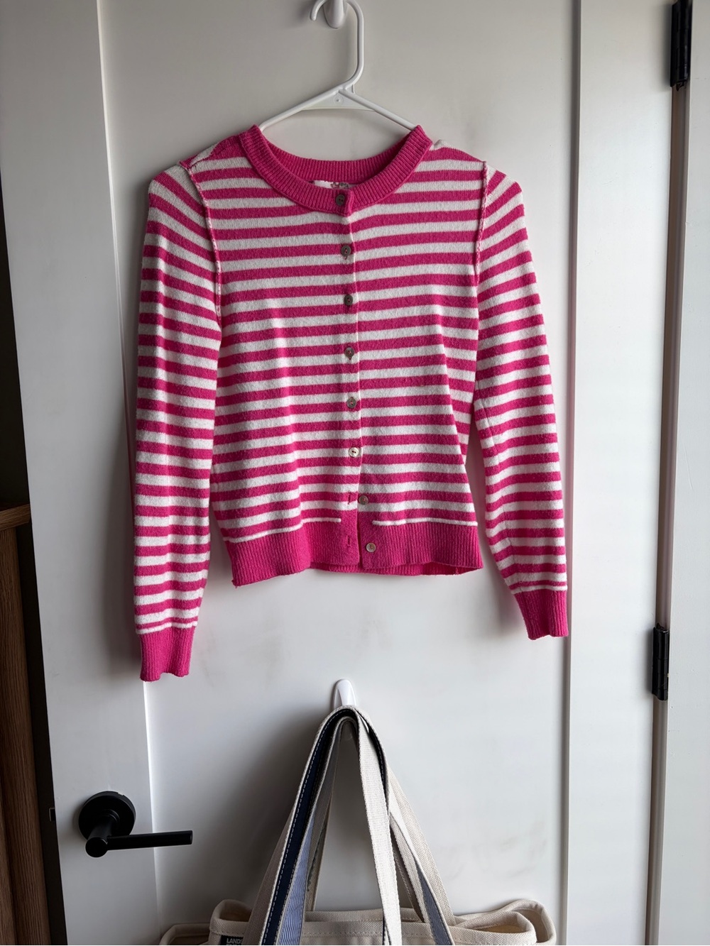Pink Republic Pink & White Striped Button-Front Cardigan